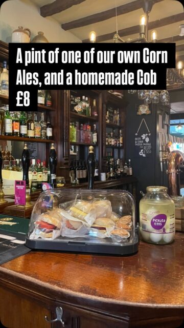 A pint of one of our own Corn Ales, and a homemade Cob £8